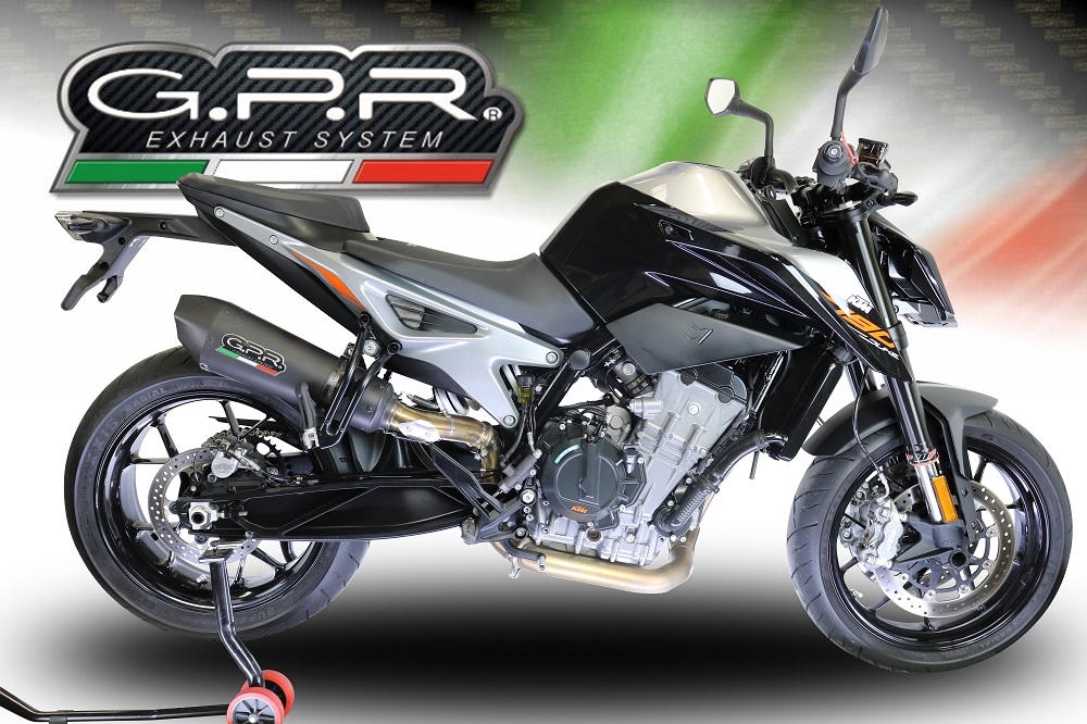 GPR exhaust compatible with  Ktm Duke 790 2021-2024, GP Evo4 Black Titanium, Homologated legal slip-on exhaust including removable db killer and link pipe 