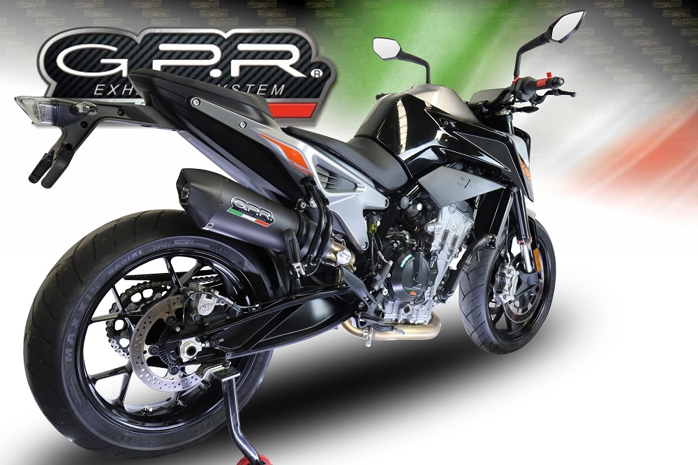GPR exhaust compatible with  Ktm Duke 790 2021-2024, GP Evo4 Black Titanium, Homologated legal slip-on exhaust including removable db killer and link pipe 