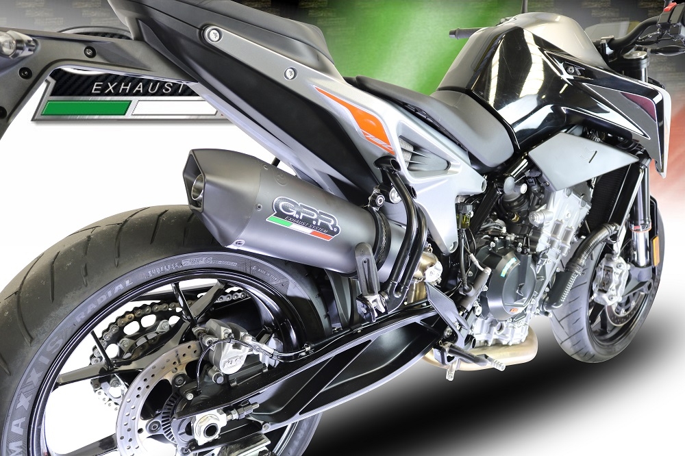 GPR exhaust compatible with  Ktm Duke 790 2021-2024, GP Evo4 Black Titanium, Homologated legal slip-on exhaust including removable db killer and link pipe 
