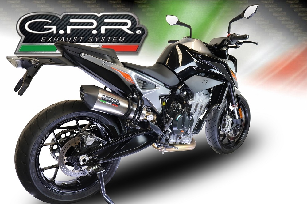 Exhaust compatible with Ktm Duke 790 2021-2024, GP Evo4 Titanium, Homologated legal slip-on exhaust including removable db killer and link pipe 