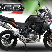 Exhaust compatible with Benelli Trk 502 X 2021-2024, GP Evo4 Titanium, Homologated legal slip-on exhaust including removable db killer and link pipe 