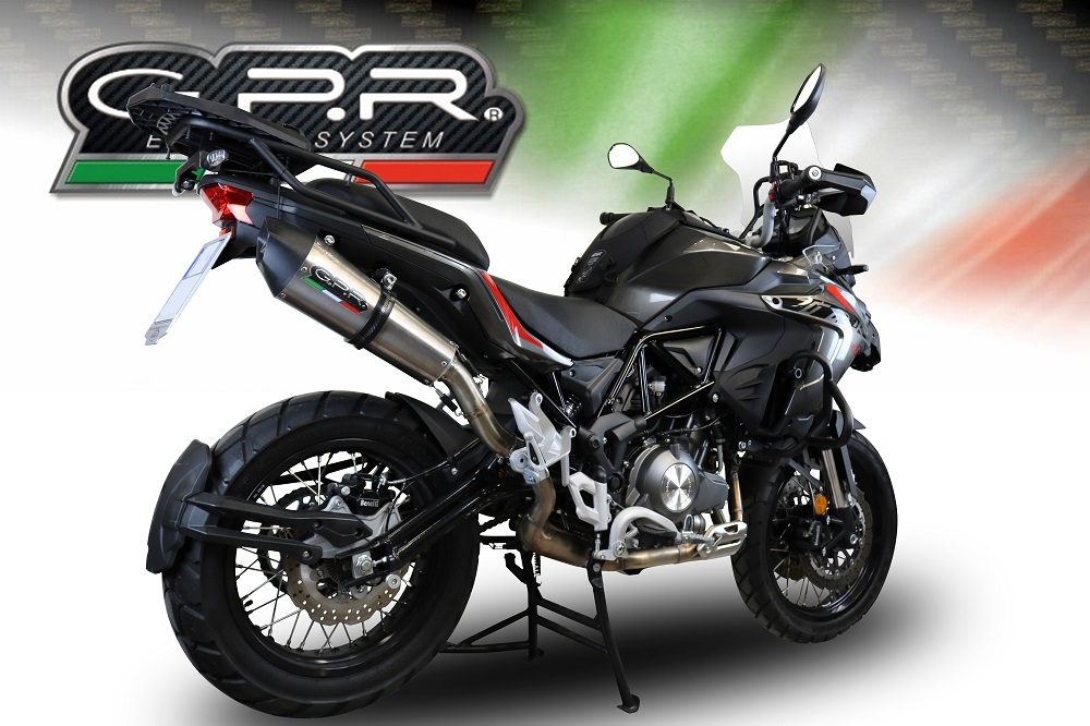 Exhaust compatible with Benelli Trk 502 X 2021-2024, GP Evo4 Titanium, Homologated legal slip-on exhaust including removable db killer and link pipe 