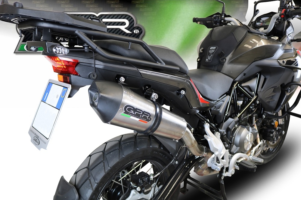 Exhaust compatible with Benelli Trk 502 X 2021-2024, GP Evo4 Titanium, Homologated legal slip-on exhaust including removable db killer and link pipe 