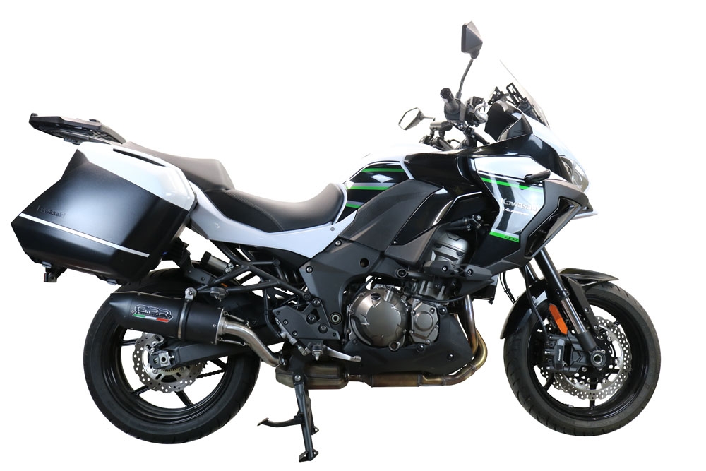 Exhaust compatible with Kawasaki Versys 1000 I.E. 2019-2020, Furore Evo4 Nero, Homologated legal slip-on exhaust including removable db killer and link pipe 