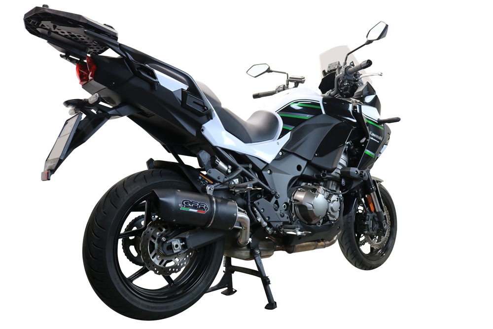 Exhaust compatible with Kawasaki Versys 1000 I.E. 2019-2020, Furore Evo4 Nero, Homologated legal slip-on exhaust including removable db killer and link pipe 