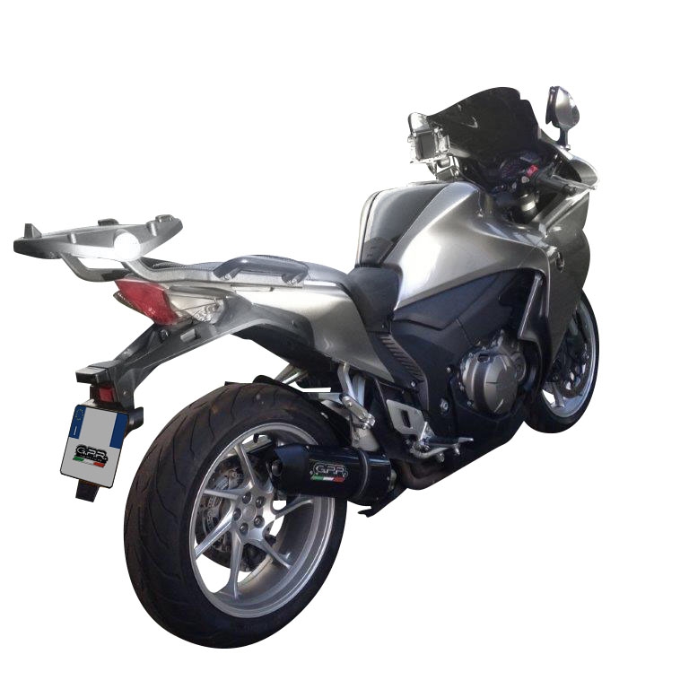 Exhaust compatible with Honda Vfr 1200 F I.E. 2010-2016, Furore Nero, Homologated legal slip-on exhaust including removable db killer and link pipe 