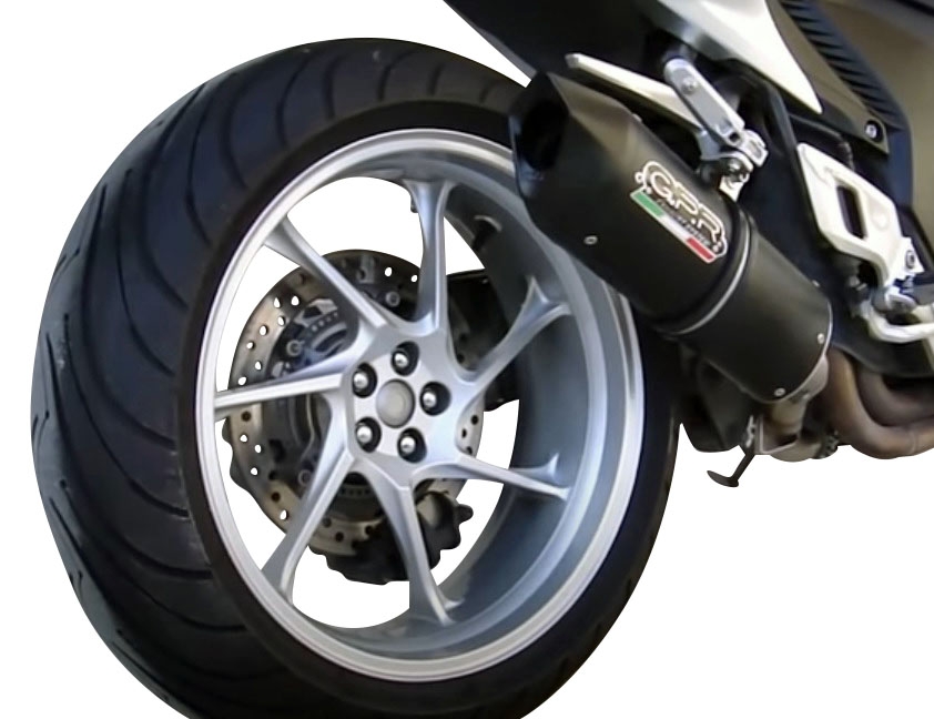 Exhaust compatible with Honda Vfr 1200 F I.E. 2010-2016, Furore Nero, Homologated legal slip-on exhaust including removable db killer and link pipe 
