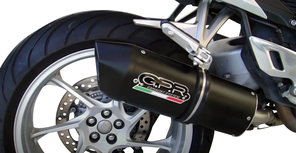 Exhaust compatible with Honda Vfr 1200 F I.E. 2010-2016, Furore Nero, Homologated legal slip-on exhaust including removable db killer and link pipe 