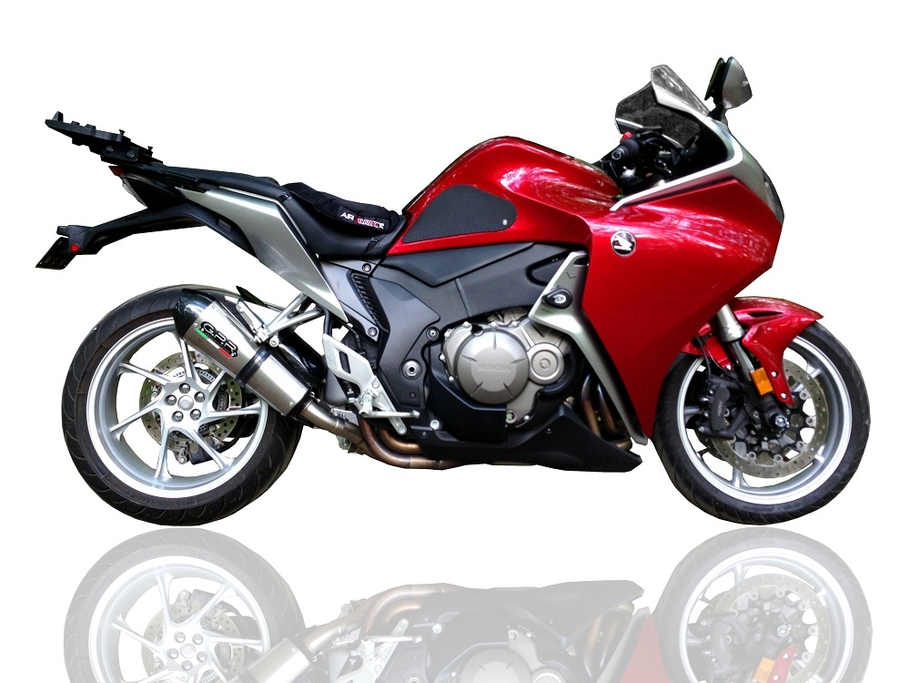 Exhaust compatible with Honda Vfr 1200 F I.E. 2010-2016, Gpe Ann. titanium, Homologated legal slip-on exhaust including removable db killer and link pipe 