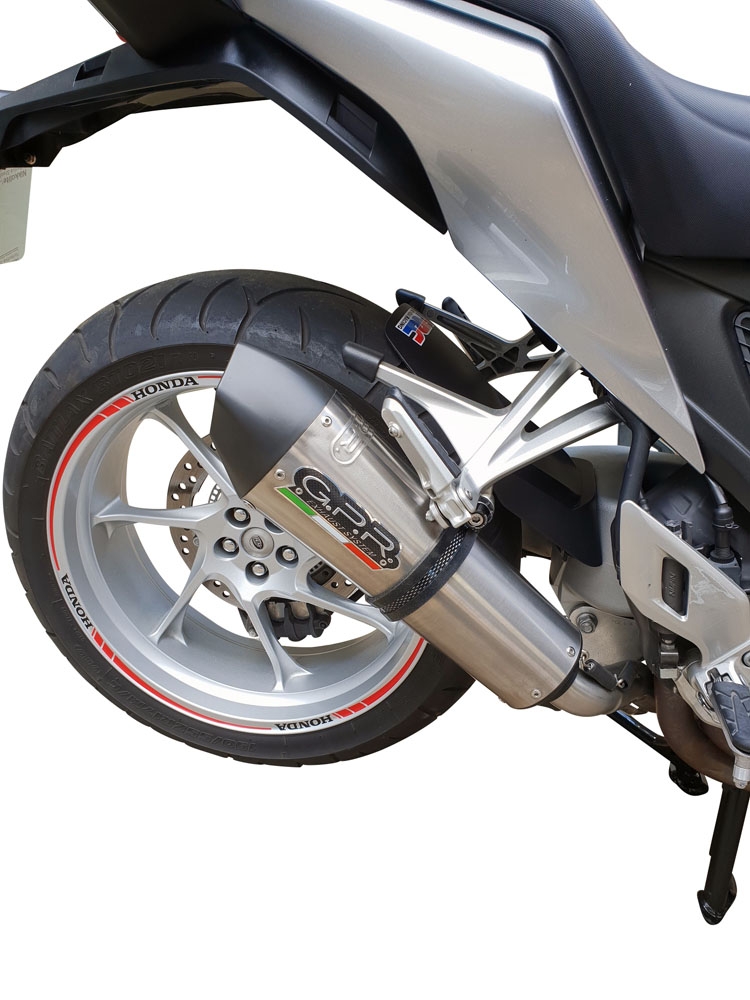 Exhaust compatible with Honda Vfr 1200 F I.E. 2010-2016, Gpe Ann. titanium, Homologated legal slip-on exhaust including removable db killer and link pipe 