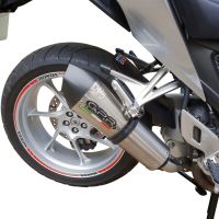 Exhaust compatible with Honda Vfr 1200 F I.E. 2010-2016, Gpe Ann. titanium, Homologated legal slip-on exhaust including removable db killer and link pipe 