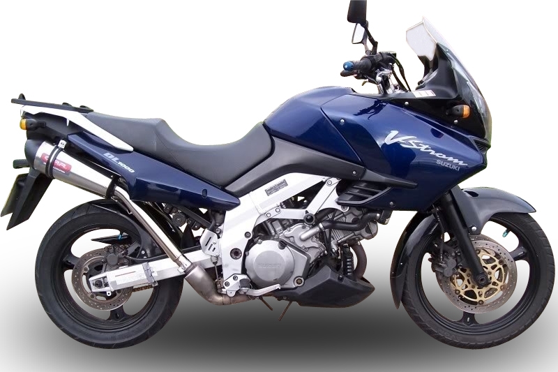 Exhaust compatible with Suzuki V-Strom Dl 1000 2002-2013, Gpe Ann. titanium, Dual Homologated legal slip-on exhaust including removable db killers and link pipes 