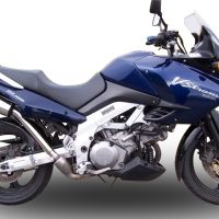 Exhaust compatible with Suzuki V-Strom Dl 1000 2002-2013, Gpe Ann. titanium, Dual Homologated legal slip-on exhaust including removable db killers and link pipes 