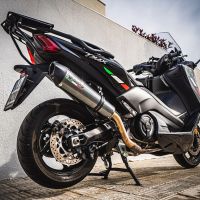 Exhaust compatible with Yamaha T-Max 560 2020-2021, GP Evo4 Poppy, Homologated legal full system exhaust, including removable db killer and catalyst 