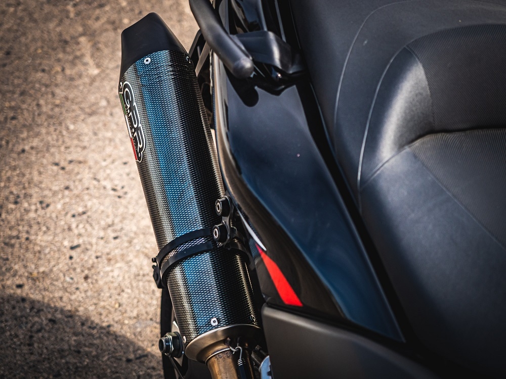 Exhaust compatible with Yamaha T-Max 560 2020-2021, GP Evo4 Poppy, Homologated legal full system exhaust, including removable db killer and catalyst 