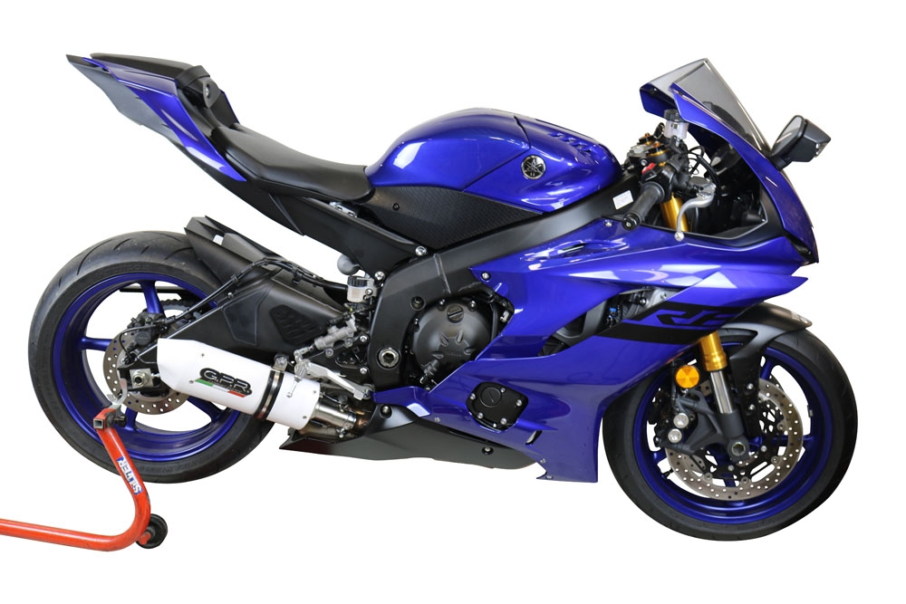 Exhaust compatible with Yamaha Yzf R6 2017-2025, Albus Evo4, Homologated legal slip-on exhaust including removable db killer and link pipe 