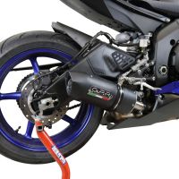 Exhaust compatible with Yamaha Yzf R6 2017-2025, Furore Evo4 Nero, Homologated legal slip-on exhaust including removable db killer and link pipe 
