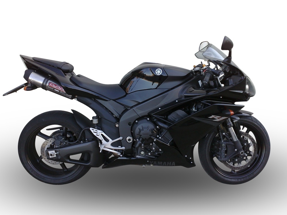 Exhaust compatible with Yamaha Yzf 1000 R1 2007-2008, Gpe Ann. titanium, Dual Homologated legal slip-on exhaust including removable db killers and link pipes 
