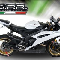 Exhaust compatible with Yamaha Yzf R6 2006-2020, Furore Nero, Homologated legal slip-on exhaust including removable db killer and link pipe 