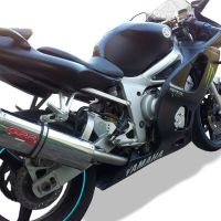 Exhaust compatible with Yamaha Yzf R6 1999-2002, Trioval, Homologated legal slip-on exhaust including removable db killer and link pipe 