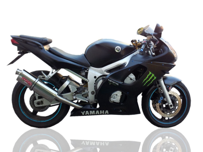 Exhaust compatible with Yamaha Yzf R6 1999-2002, Trioval, Homologated legal slip-on exhaust including removable db killer and link pipe 