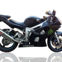 Exhaust compatible with Yamaha Yzf R6 1999-2002, Trioval, Homologated legal slip-on exhaust including removable db killer and link pipe 