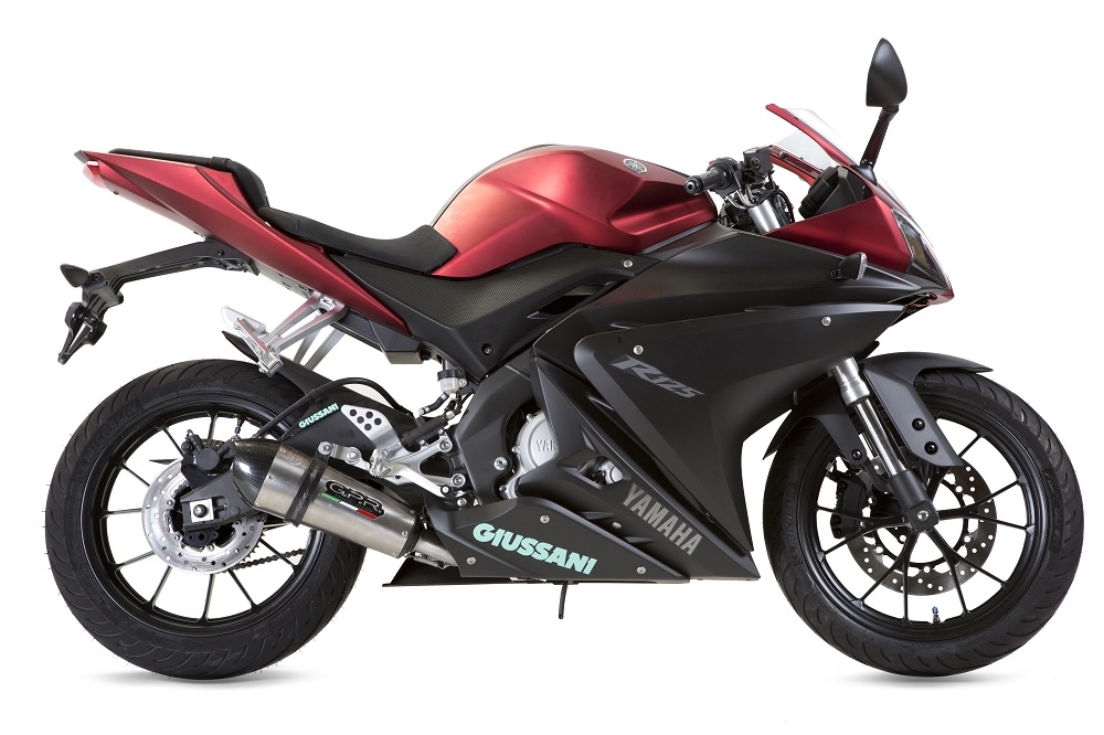 Exhaust compatible with Yamaha Yzf-R 125 2014-2016, Gpe Ann. titanium, Homologated legal full system exhaust, including removable db killer and catalyst 