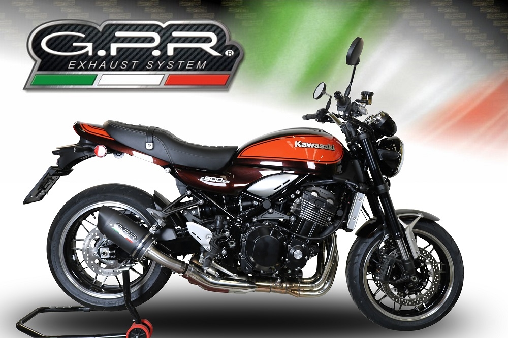 Exhaust compatible with Kawasaki Z 900 RS 2021-2024, Furore Evo4 Nero, Homologated legal slip-on exhaust including removable db killer and link pipe 