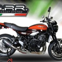 Exhaust compatible with Kawasaki Z 900 RS 2021-2024, Furore Evo4 Nero, Homologated legal slip-on exhaust including removable db killer and link pipe 