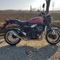 Exhaust compatible with Kawasaki Z 900 RS 2018-2020, M3 Titanium Natural, Homologated legal slip-on exhaust including removable db killer and link pipe 