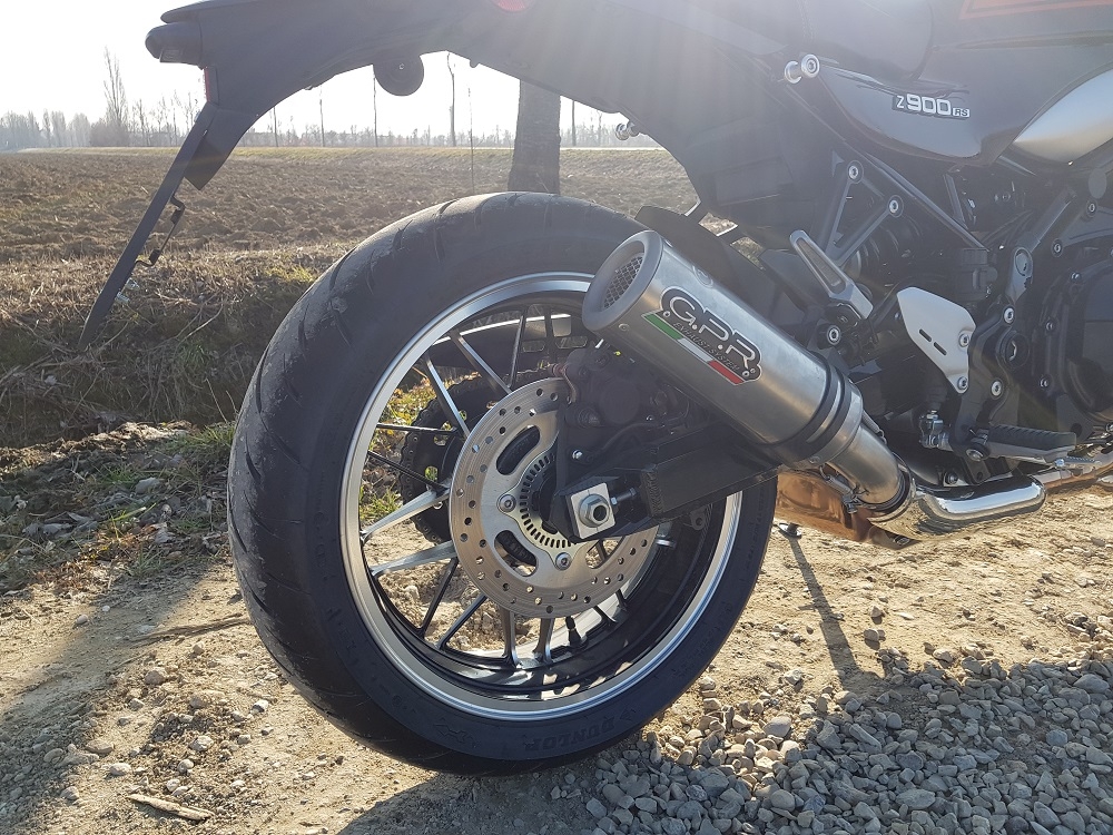 Exhaust compatible with Kawasaki Z 900 RS 2018-2020, M3 Titanium Natural, Homologated legal slip-on exhaust including removable db killer and link pipe 