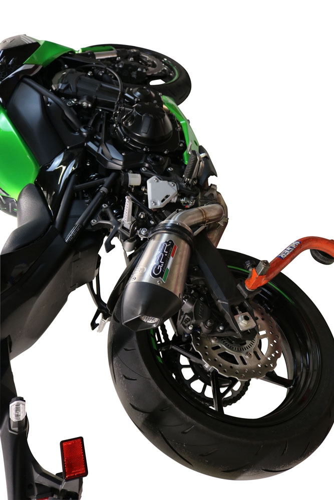 Exhaust compatible with Kawasaki Z 900 2021-2024, Gpe Ann. titanium, Homologated legal slip-on exhaust including removable db killer and link pipe 