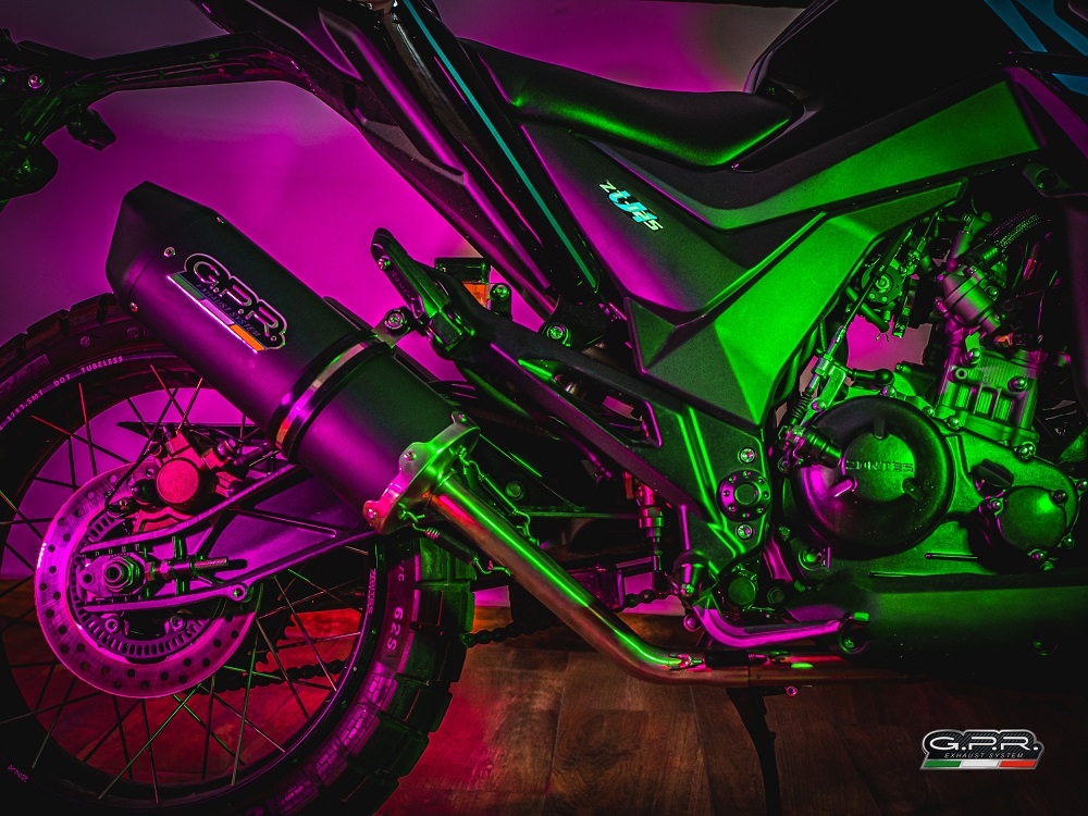 Exhaust compatible with Zontes Gk 125 2022-2024, Furore Evo4 Nero, Homologated legal full system exhaust, including removable db killer and catalyst 