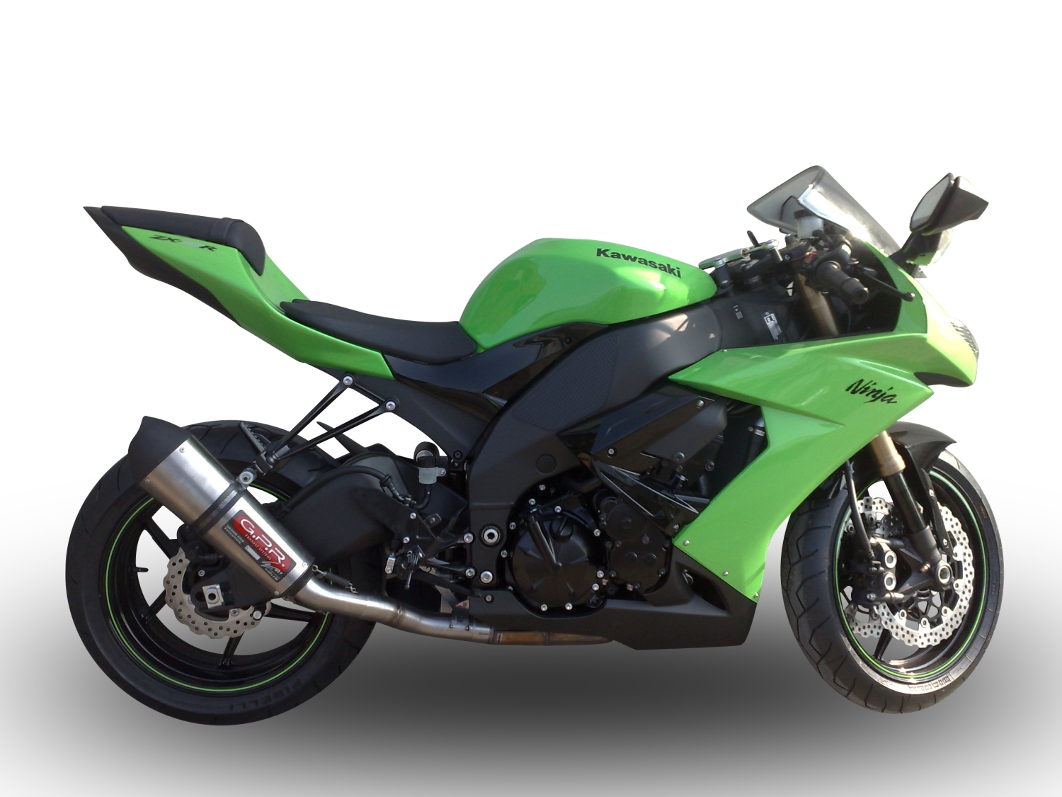 Exhaust compatible with Kawasaki ZX-10R 2008-2009, Gpe Ann. titanium, Homologated legal slip-on exhaust including removable db killer and link pipe 