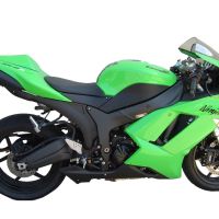 Exhaust compatible with Kawasaki Zx-6R 2005-2006, Tiburon Titanium, Homologated legal slip-on exhaust including removable db killer and link pipe 