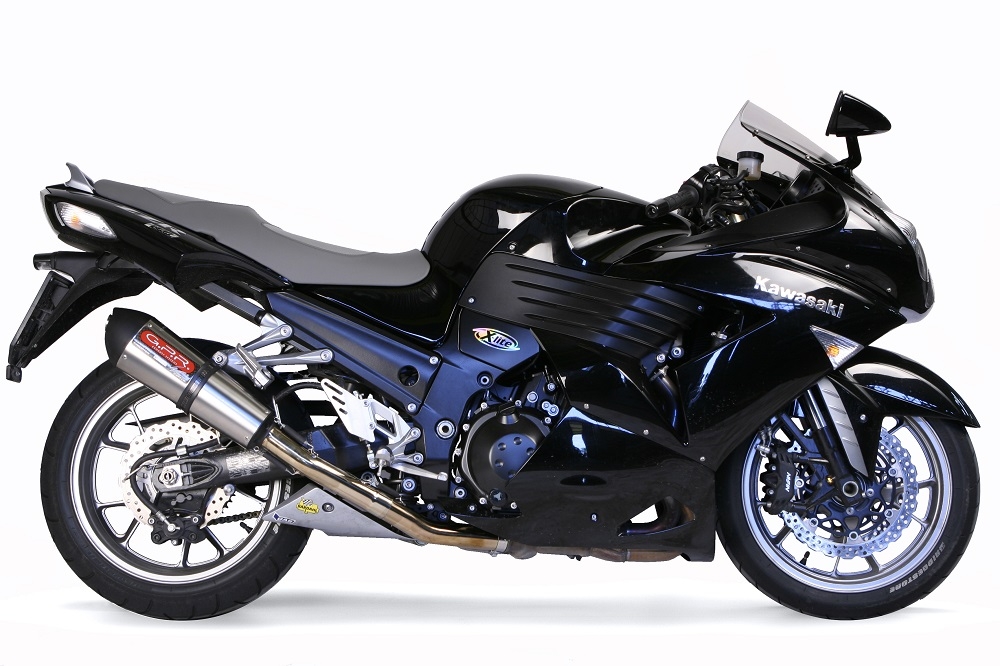 Exhaust compatible with Kawasaki Zzr 1400 2006-2007, Gpe Ann. titanium, Dual Homologated legal slip-on exhaust including removable db killers and link pipes 