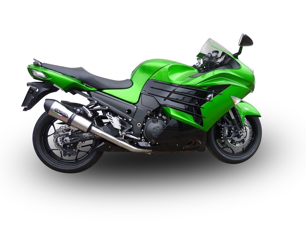 Exhaust compatible with Kawasaki Zzr 1400 2017-2022, GP Evo4 Titanium, Dual Homologated legal slip-on exhaust including removable db killers and link pipes 