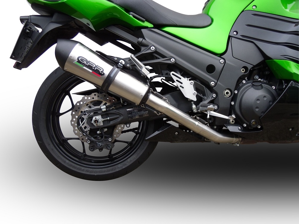 Exhaust compatible with Kawasaki Zzr 1400 2017-2022, GP Evo4 Titanium, Dual Homologated legal slip-on exhaust including removable db killers and link pipes 