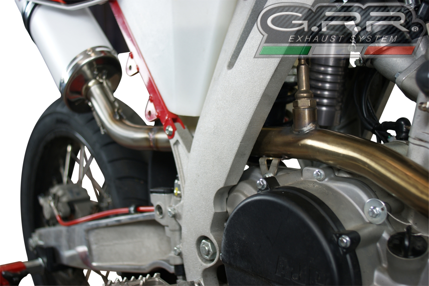 Exhaust compatible with Ajp PR 5 2015-2018, Albus Ceramic, Homologated legal slip-on exhaust including removable db killer and link pipe 