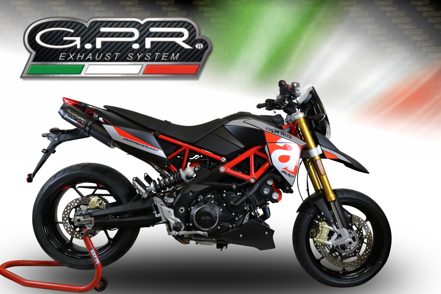 Exhaust compatible with Aprilia Dorsoduro 900 2017-2020, Furore Evo4 Nero, Dual Homologated legal slip-on exhaust including removable db killers and link pipes 