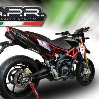 Exhaust compatible with Aprilia Dorsoduro 900 2017-2020, Furore Evo4 Nero, Dual Homologated legal slip-on exhaust including removable db killers and link pipes 