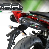 Exhaust compatible with Aprilia Dorsoduro 900 2017-2020, Furore Evo4 Nero, Dual Homologated legal slip-on exhaust including removable db killers and link pipes 