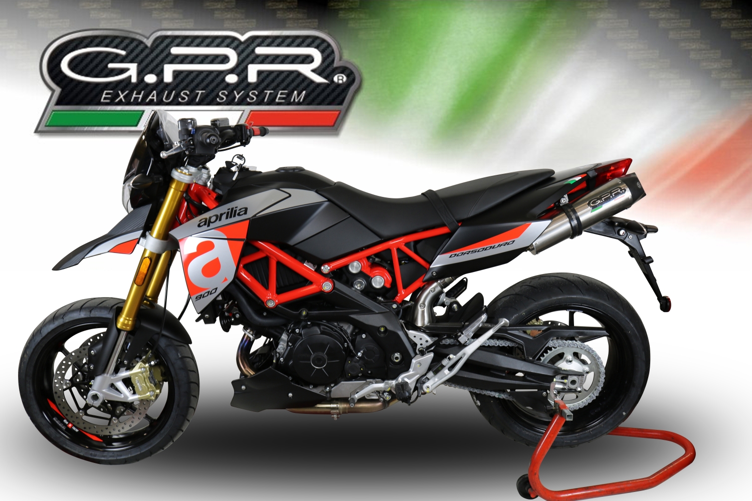 Exhaust compatible with Aprilia Shiver 900 2017-2020, GP Evo4 Titanium, Dual Homologated legal slip-on exhaust including removable db killers and link pipes 