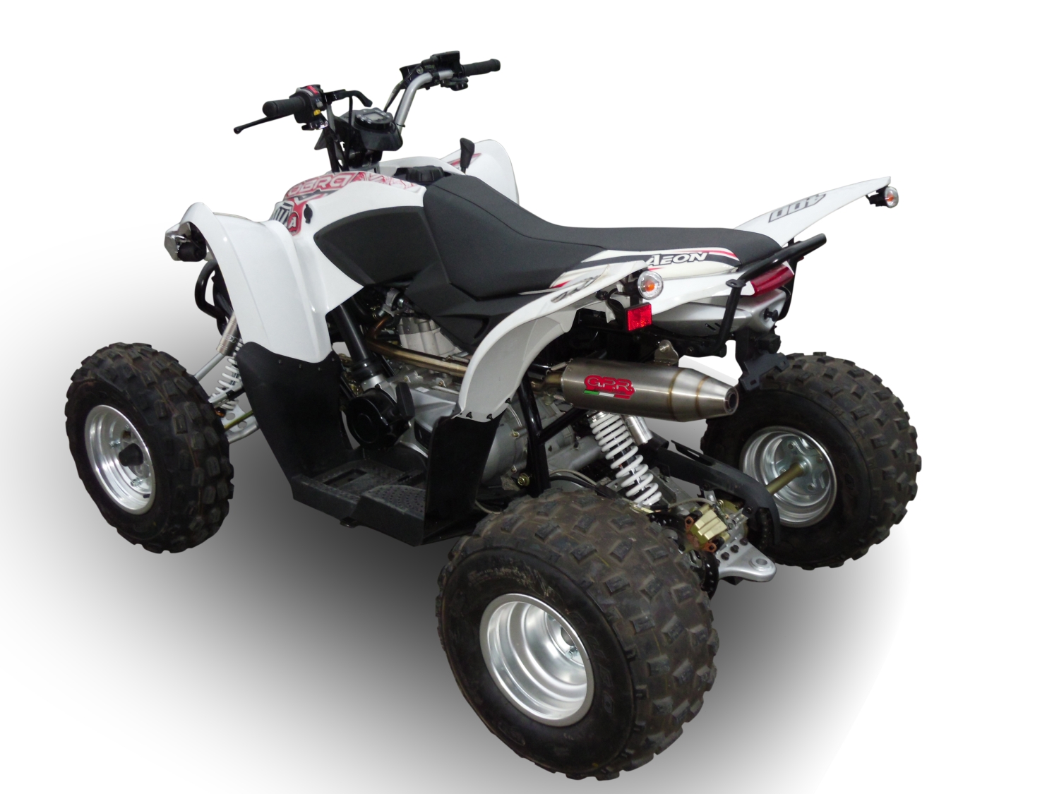 Exhaust compatible with Aeon Cobra 400 2010-2021, Deeptone Atv, Homologated legal full system exhaust, including removable db killer 