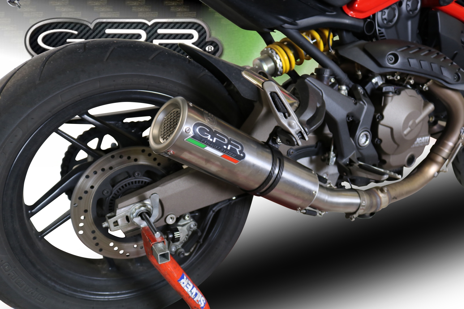 Exhaust compatible with Ducati Monster 1200 S -R 2017-2021, M3 Titanium Natural, Homologated legal slip-on exhaust including removable db killer, link pipe and catalyst 