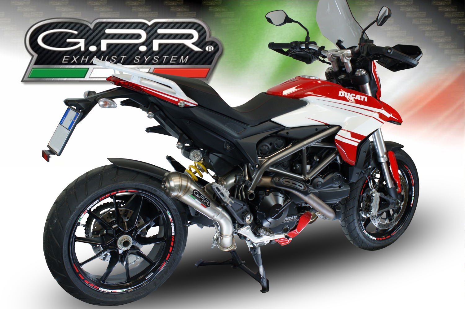 Exhaust compatible with Ducati Hyperstrada -Hypermotard 939 EURO 4 2016-2019, Powercone Evo, Slip-on exhaust legal for UK and non-EU markets including link pipe and removable db killer 