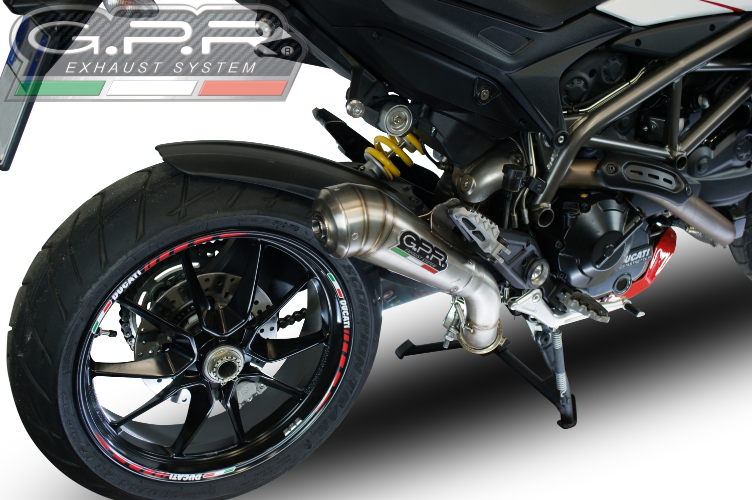 Exhaust compatible with Ducati Hyperstrada -Hypermotard 939 EURO 4 2016-2019, Powercone Evo, Slip-on exhaust legal for UK and non-EU markets including link pipe and removable db killer 