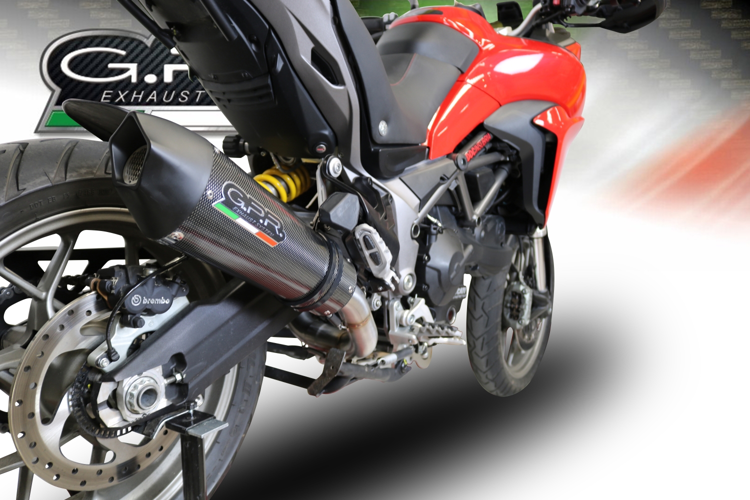 Exhaust compatible with Ducati Multistrada 950 2017-2020, Gpe Ann. Poppy, Mid-full system exhaust legal for UK and non-EU markets including removable db killer 