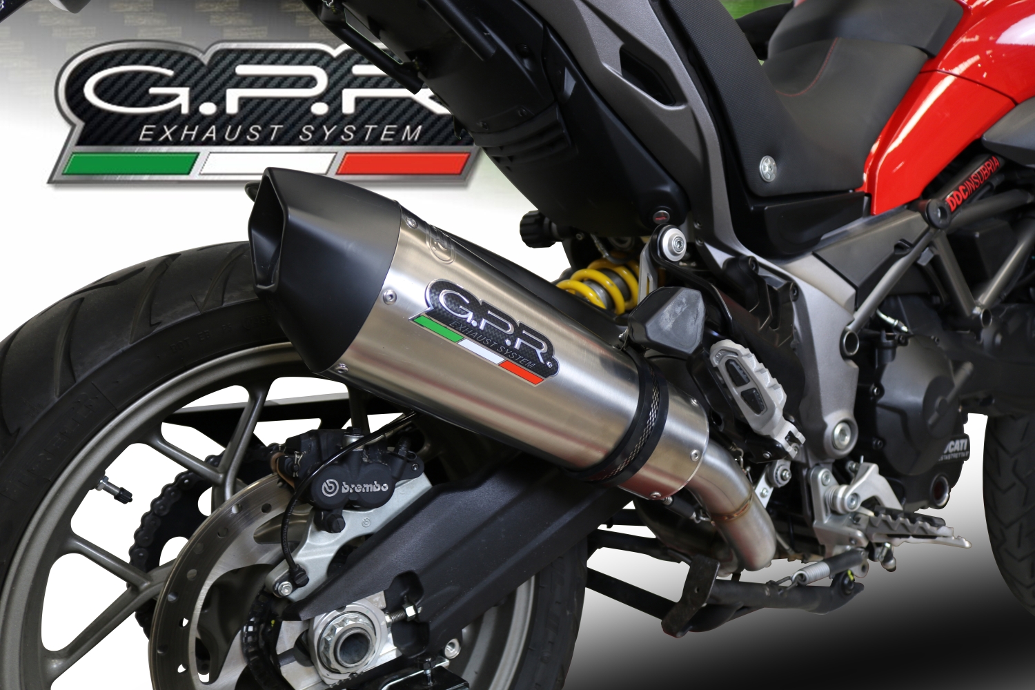 Exhaust compatible with Ducati Multistrada 950 2017-2020, Gpe Ann. Titanium, Mid-full system exhaust legal for UK and non-EU markets including removable db killer 