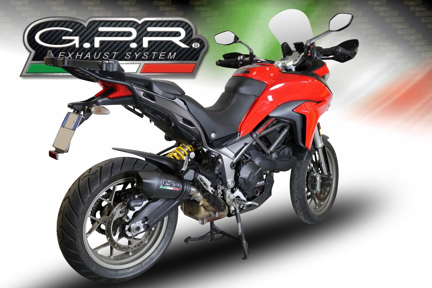 GPR exhaust compatible with  Ducati Multistrada 950 2021-2024, GP Evo4 Black Titanium, Homologated legal slip-on exhaust including removable db killer and link pipe 